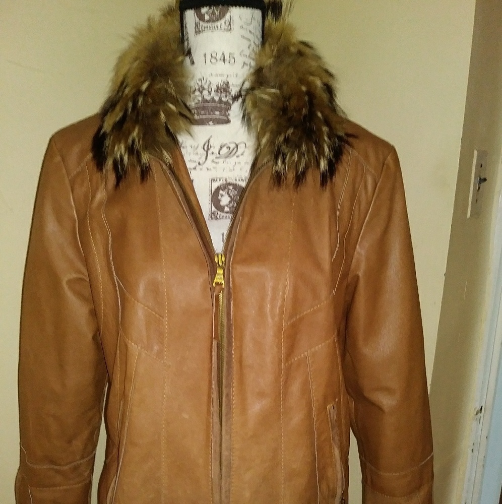 Women's Carmel Genuine Leather Jacket SZ L